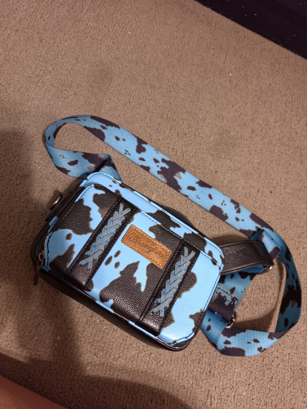 Wrangler Blue and Black Cowprint Belt Bag